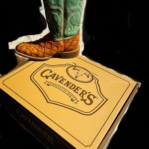 Men's Brown and Green Western Boots